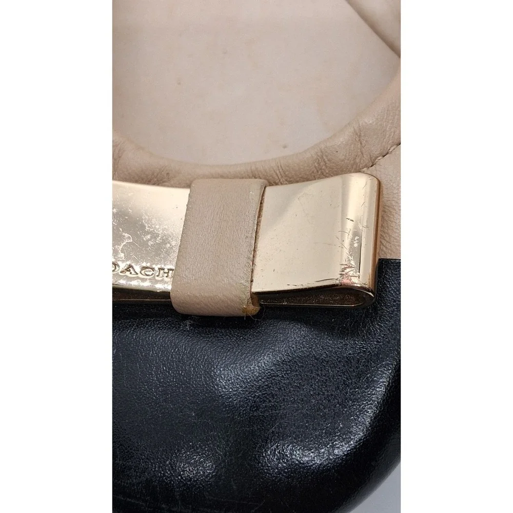 Coach DEMI Foldable Ballet Slip On Flats Size 11B Beige Black Gold Tone Bow - Picture 10 of 11